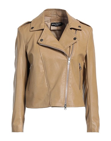 STREET LEATHERS Biker jacket Khaki 50% Polyurethane, 50% Viscose