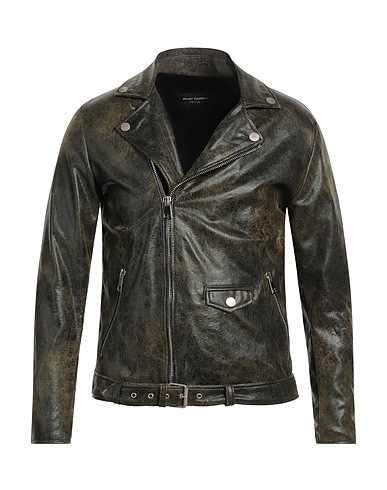 STREET LEATHERS Biker jacket Military green 50% Polyurethane, 50% Viscose