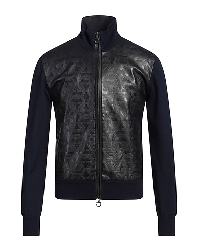 FERRAGAMO Jacket Navy blue 100% Virgin Wool, Lambskin