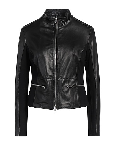 STREET LEATHERS Biker jacket Black 100% Leather, Viscose, Nylon, Elastane