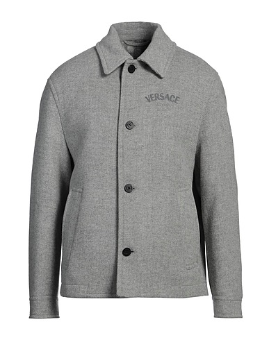 VERSACE Cappotto Grigio chiaro 95% Lana Vergine, 5% Cachemire, Poliestere