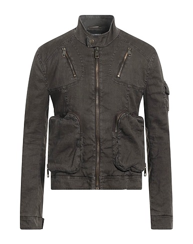 DOLCE&GABBANA Biker jacket Chocolate brown 66% Linen, 32% Viscose, 2% Elastane
