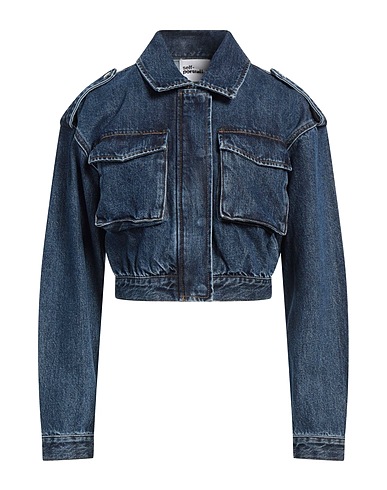 SELF-PORTRAIT Jeansjacke Blau 100% Baumwolle