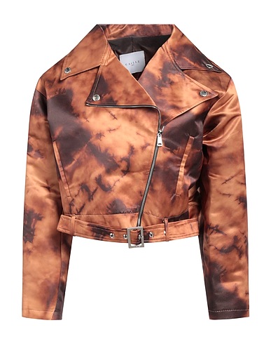 GAëLLE Paris Biker jacket Brown 100% Polyurethane, Viscose