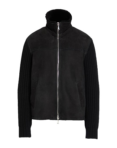 TAGLIATORE Jacke Schwarz 100% Lammleder, Schurwolle, Polyamid
