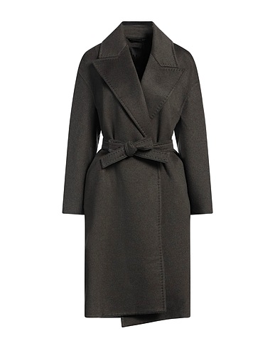 MAX MARA Coat ATELIER Dark green 100% Cashmere, Cow leather