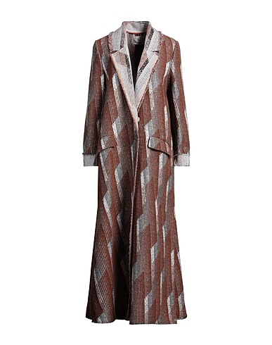 FORTE_FORTE Full-length jacket Brown 39% Polyester, 33% Cotton, 10% Viscose, 9% Acrylic, 9% Synthetic fibers