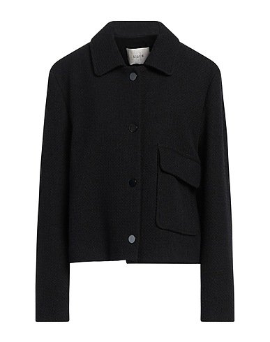 GIGUE Jacket Black 52% Polyester, 20% Cotton, 19% Viscose, 6% Wool, 3% Synthetic fibers