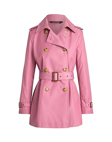 LAUREN RALPH LAUREN Caban e doppio petto DOUBLE-BREASTED COTTON-BLEND TRENCH COAT
 Rosa antico 57% Cotone, 43% Poliestere