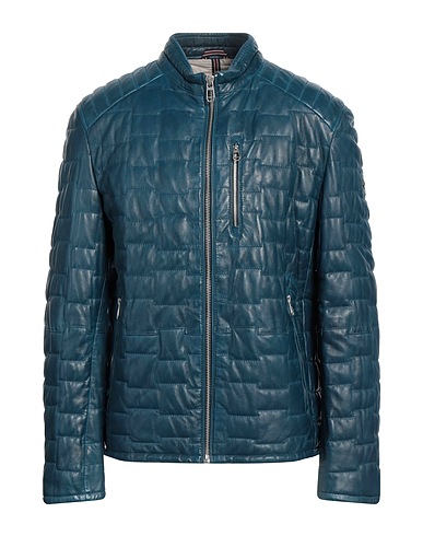 MILESTONE Biker jacket Deep teal 100% Lambskin