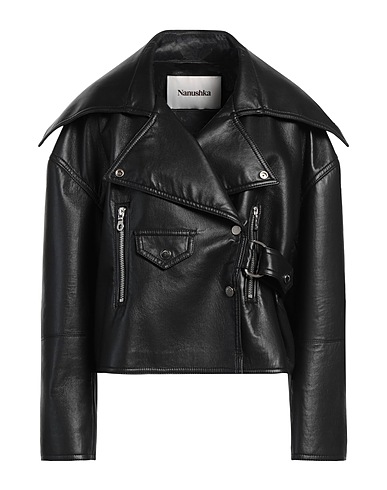 NANUSHKA Biker jacket Black 50% Leather fibre, 30% Polyurethane, 10% Viscose, 10% Polyester
