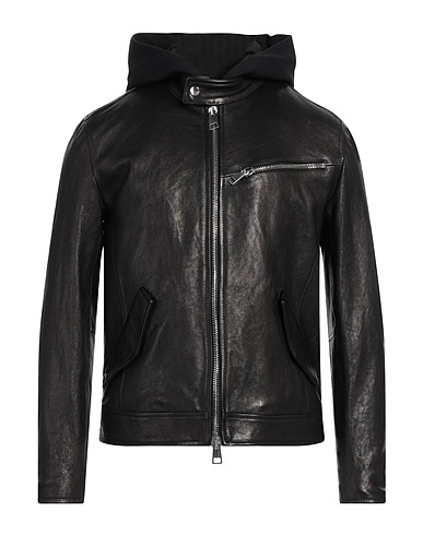 DONDUP Biker jacket Black 100% Lambskin, Cotton