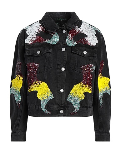 GERMANIER Denim jacket Black 100% Cotton