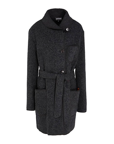 EMPORIO ARMANI Coat Charcoal 42% Virgin Wool, 20% Mohair wool, 20% Alpaca wool, 18% Polyamide