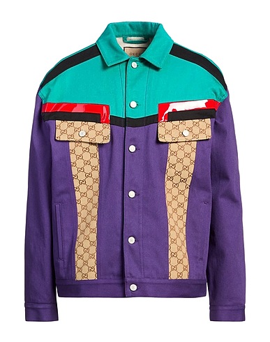 GUCCI Jacket Green 100% Cotton, Polyester, Lambskin