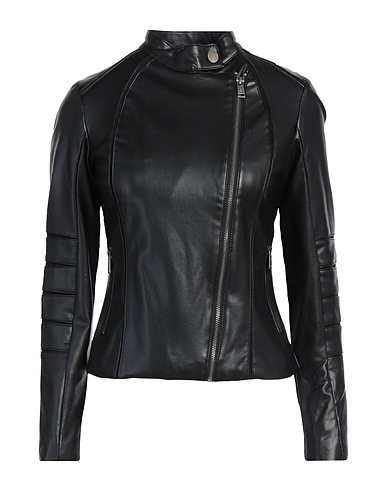 GUESS Biker jacket Black 100% Polyurethane