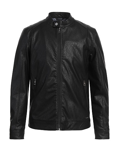 GUESS Biker jacket Black 100% Polyurethane