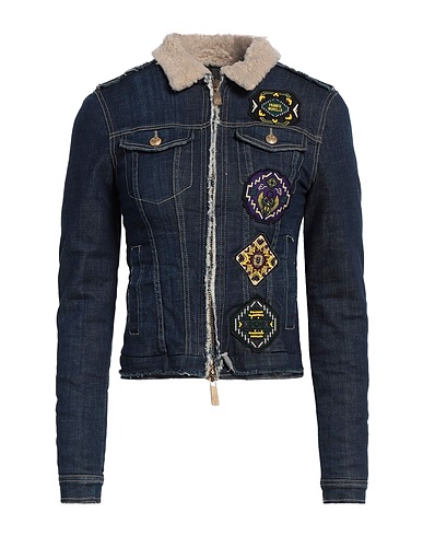FRANKIE MORELLO Denim jacket Blue 98% Cotton, 2% Elastane