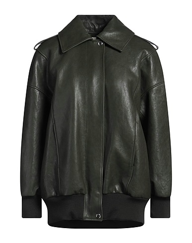 MCQUEEN Jacket Dark green 100% Lambskin, Wool, Polyamide