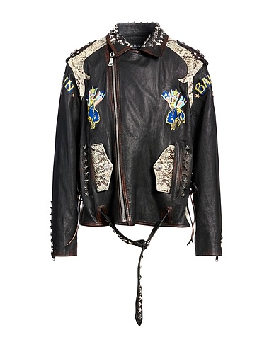 BALMAIN Biker jacket Black 100% Goat skin, Lambskin