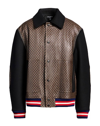 BALMAIN Jacket Taupe 100% Goat skin, Wool