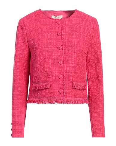 ANNA MOLINARI Jacket Fuchsia 39% Polyamide, 33% Cotton, 17% Acrylic, 11% Polyester
