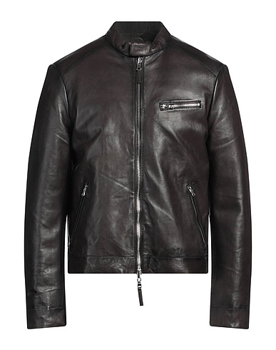 JEANJ Biker jacket Dark brown 100% Leather, Polyester