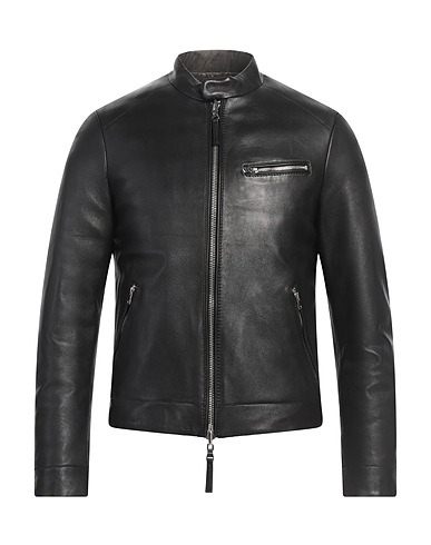 JEANJ Biker jacket Black 100% Leather, Polyester