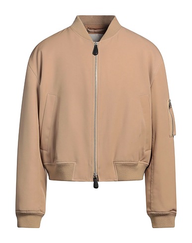 JIL SANDER Bomber Beige 100% Wool, Ovine leather