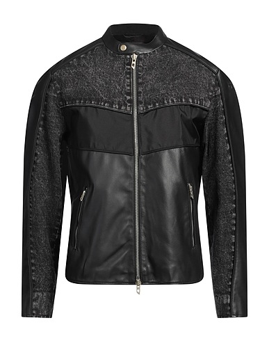 DIESEL Biker jacket Black 100% Lambskin, Cotton, Nylon