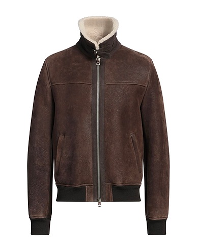 STEWART Teddy Coat Dark brown Leather