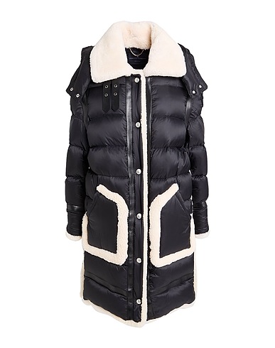 ERMANNO SCERVINO Shell jacket Black 100% Polyamide, Lambskin, Polyester, Wool