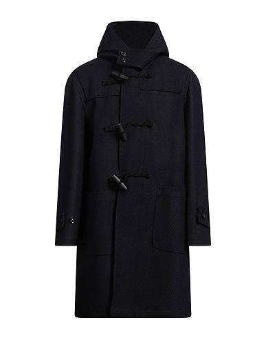 LARDINI Coat Navy blue 66% Wool, 26% Cotton, 7% Polyurethane, 1% Elastane