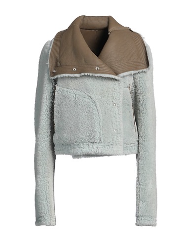 RICK OWENS Teddy Coat Verde chiaro 100% Shearling di agnello, Pelle di vitello