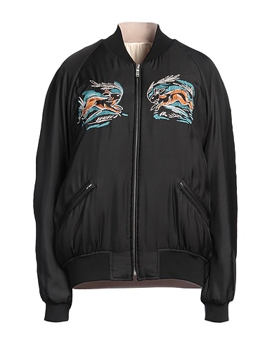 JIL SANDER Bomber Black 100% Silk, Polyester