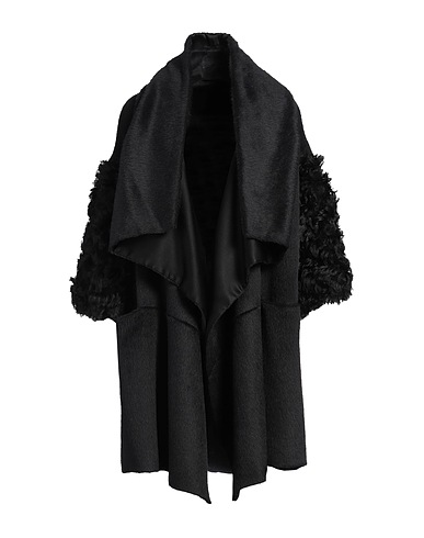 ALBERTA FERRETTI Coat Black 65% Alpaca wool, 35% Virgin Wool, Acetate, Silk, Sheepskin