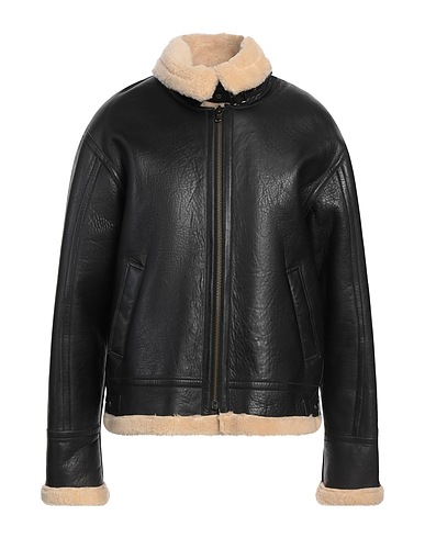 GIOCASTA Teddy Coat Black Leather