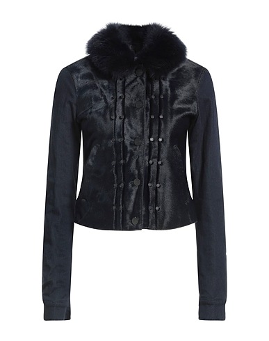 JACOB COHЁN Jacket Midnight blue 90% Cotton, 6% Elastomultiester, 4% Elastane, Calfskin, Shearling