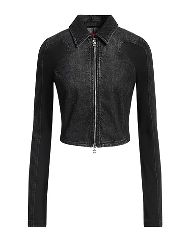 DIESEL Denim jacket Black 82% Cotton, 18% Hemp