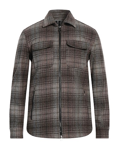HISTORIC Checked shirt Taupe 90% Wool, 10% Nylon
