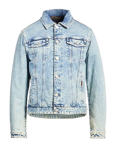 MOORER Denim jacket Blue 98% Cotton, 2% Elastane