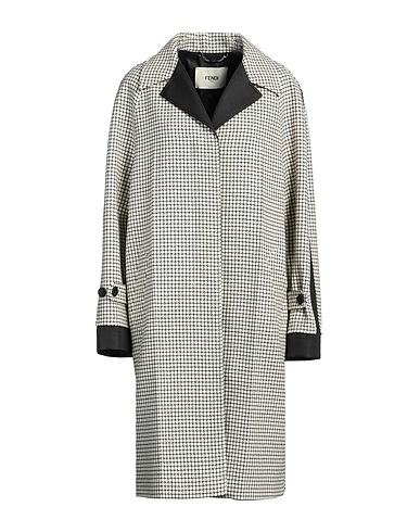 FENDI Pardessus Ivoire 100% Laine vierge, Soie, Polyester