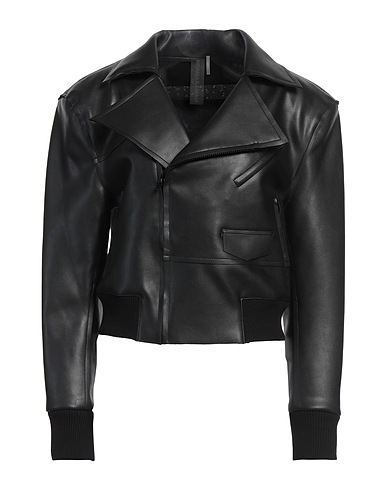 NORMA KAMALI Biker jacket Black 100% Polyurethane, Polyester, Elastane