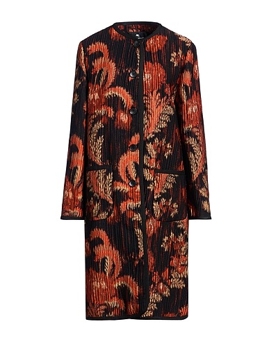 ETRO 롱 자켓/코트 블랙 34% 폴리에스테르, 25% 울, 25% 아크릴, 11% 폴리아미드, 5% 메탈릭 섬유