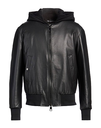 NEIL BARRETT Bomber Μαύρο 100% Δέρμα αρνιού, Βισκόζη, Πολυαμίδη, Ελαστάνη