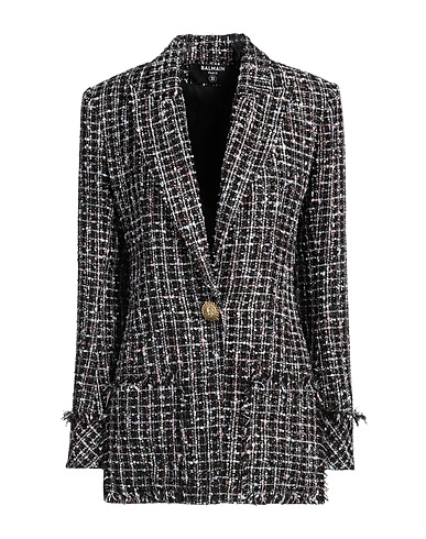 BALMAIN Blazer Black 76% Polyester, 10% Viscose, 8% Cotton, 5% Other Fibres, 1% Metallic Polyester