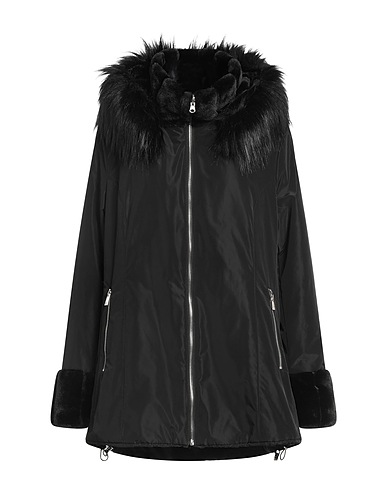 BALDININI Coat TREND Black 100% Polyester, Acrylic, Modacrylic