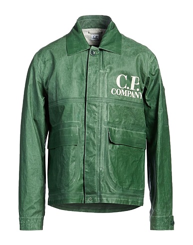 C.P. COMPANY Giubbotto Verde militare 100% Lino, Resina poliuretanica, Corozo (Avorio Vegetale)