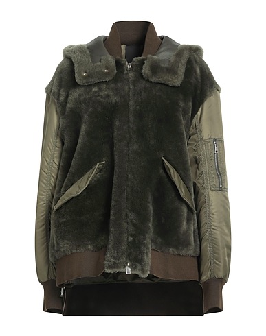 BLANCHA Teddy Coat Verde militare 100% Shearling di agnello, Poliammide