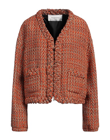 VALENTINO GARAVANI Jacket Orange 66% Virgin Wool, 26% Acrylic, 5% Polyamide, 2% Polyester, 1% Metallic fiber
